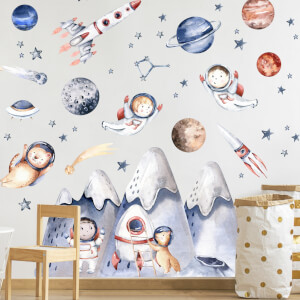 Nálepky na stenu - Malí astronauti a vesmír