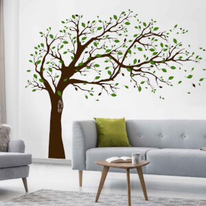Listnatý strom na stenu, nálepky do obývačky